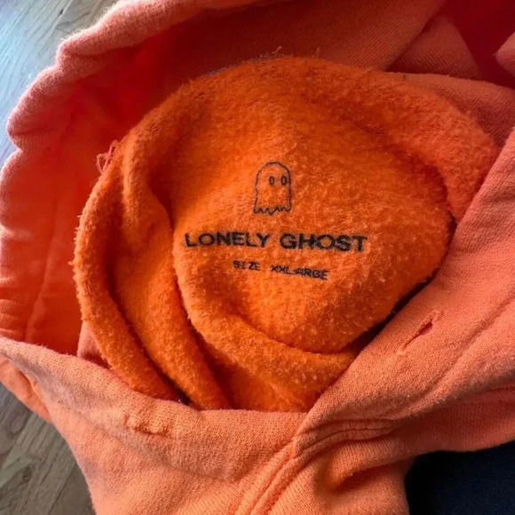 LONELY GHOST x Neon Orange Hoodie Streetwear Urbanwear | SIZE 2XL - Picture 5 of 5